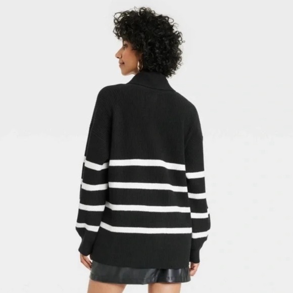 A New Day Open Layering Cardigan/ Black and Cream Striped Size: XS NWT - Picture 2 of 3